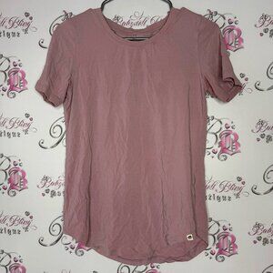 Roots tshirt pink blush mauve purple soft light weight casual mockneck comfy